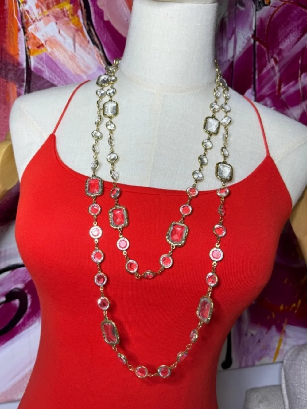 Chanel 24K Gold Plated 1981 Vintage Chicklet Long Opera Necklace, Collectors